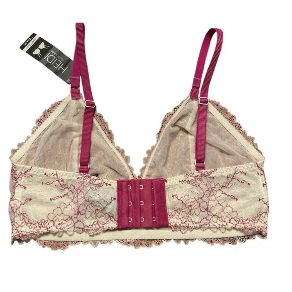 NWT Heidi Klum Natural Lift French Lace Soft Cup Pristine/Wild Aster Size M - Picture 3 of 6
